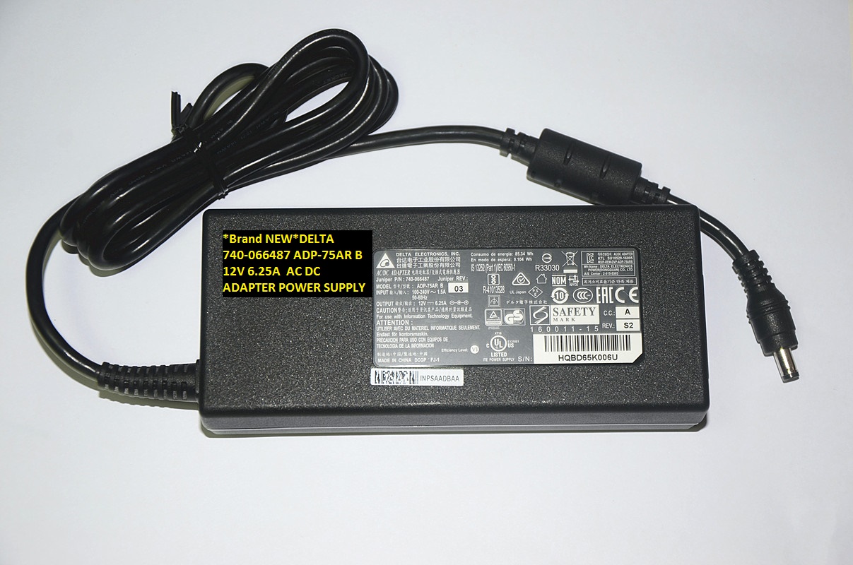 *Brand NEW*DELTA ADP-75AR B 740-066487 12V 6.25A AC DC ADAPTER POWER SUPPLY